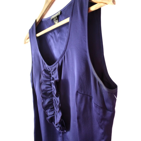 St. John Silk Purple Ruffled Sleeveless Undershirt Petite - Picture 4 of 7